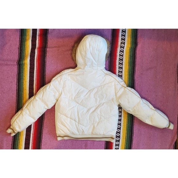 Y2K Vintage JLO Jennifer Lopez White and Gold Bomber Reversible Jacket M - Picture 4 of 9